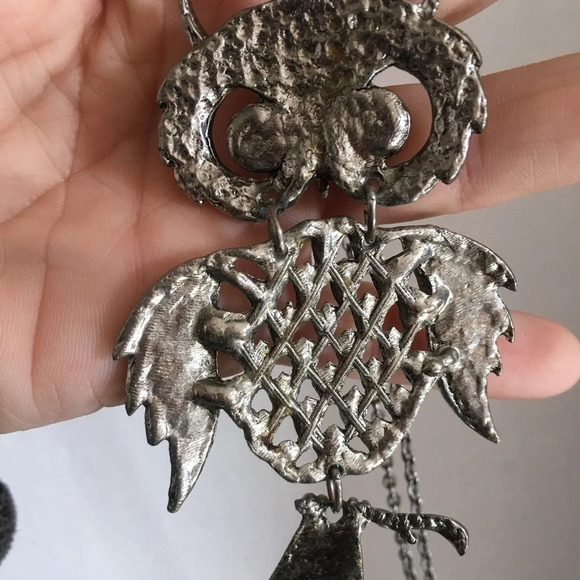 Vtg Owl pendant necklace - Picture 6 of 7